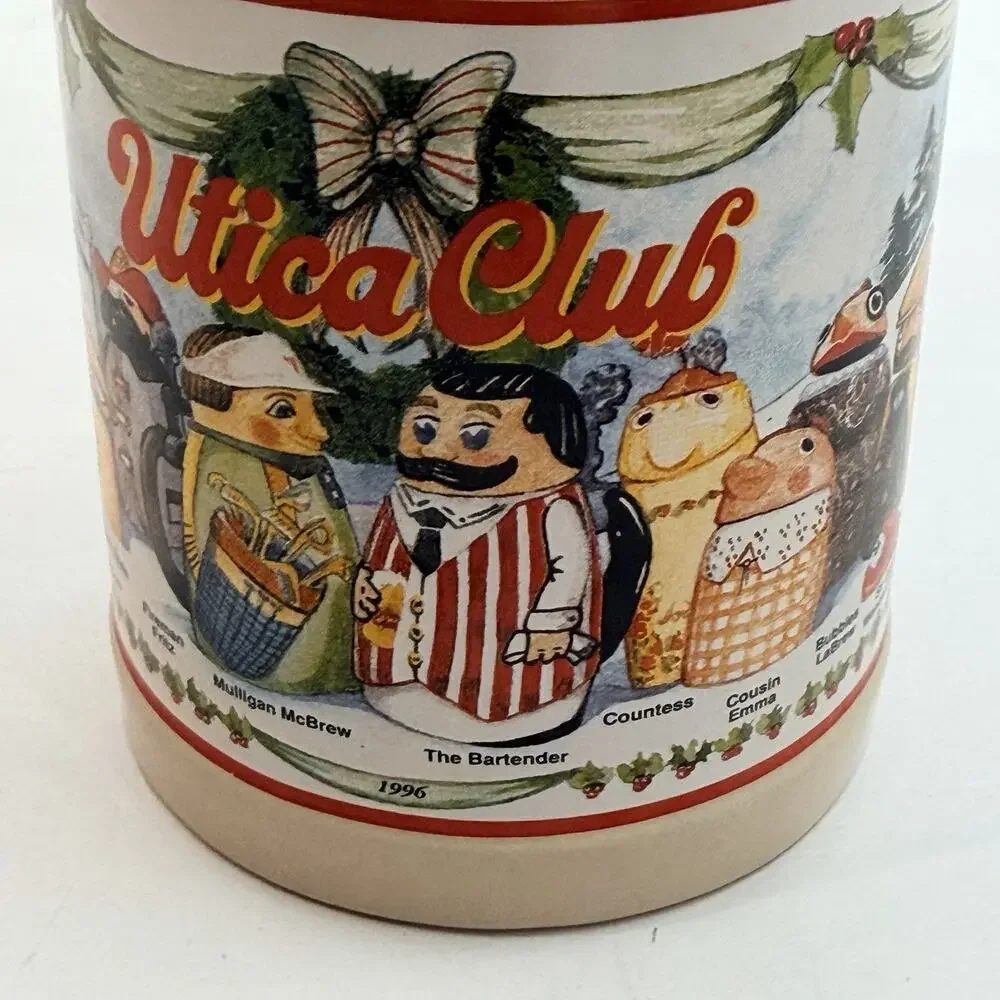 Vintage 90s Webco Utica Club Characters Beer Stein Mug FX Matt Brewing Company